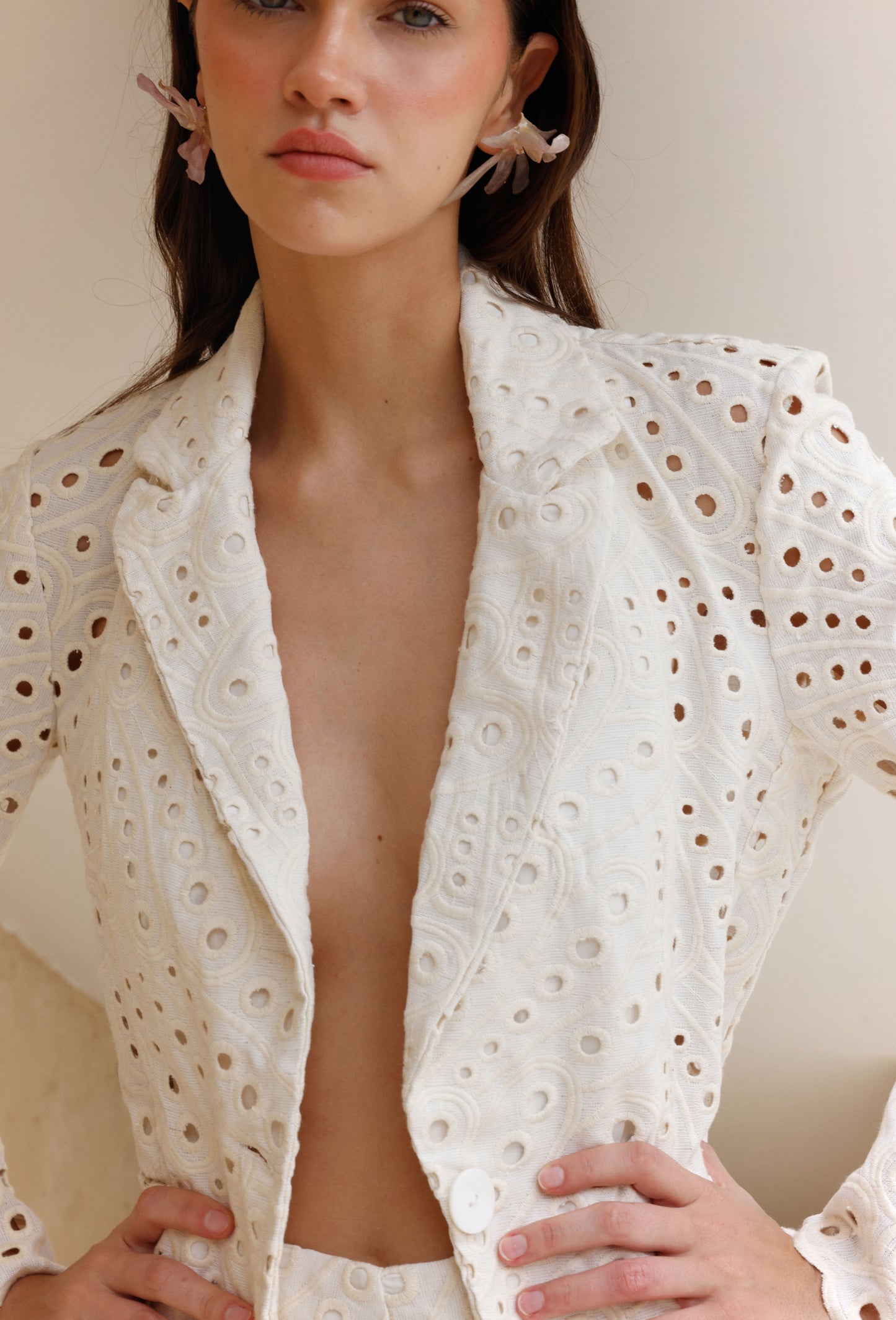 VIENNA IVORY EYELET BLAZER