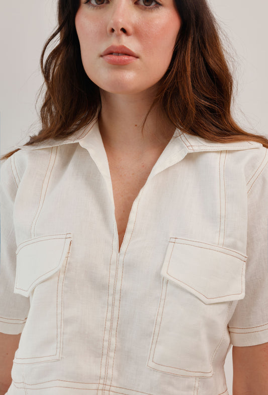 FREYA BLOUSE WHITE LINEN