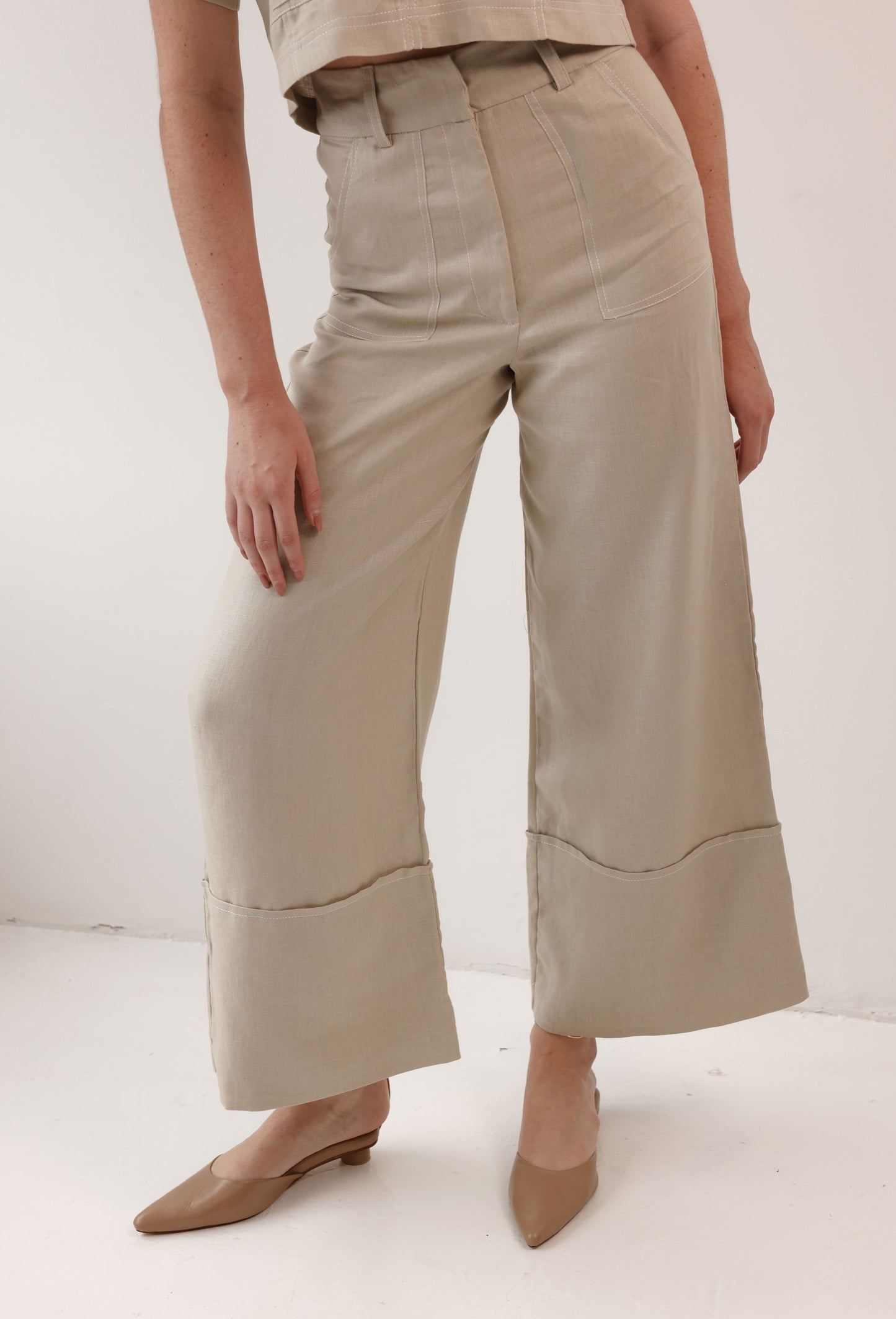LUCIANA CAMEL LINEN PANT