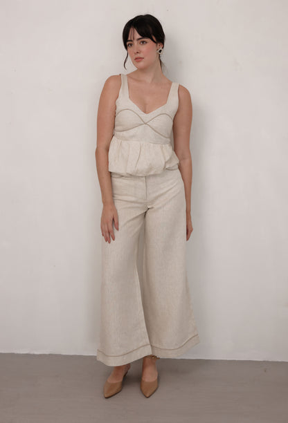 ISIDORA PANT WHITE -CAMEL