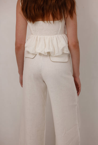 ISIDORA PANT WHITE -CAMEL