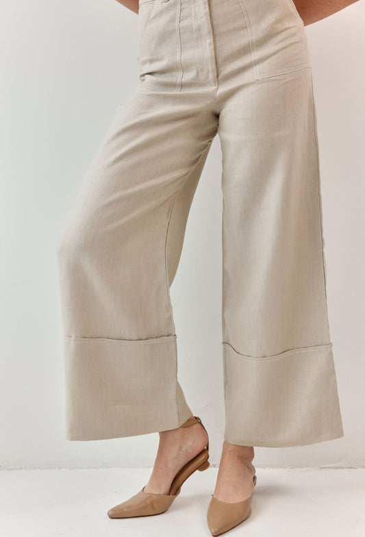LUCIANA CAMEL LINEN PANT