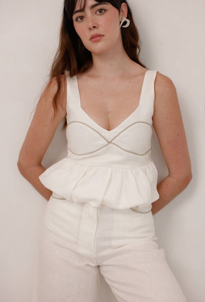 ISIDORA PANT WHITE -CAMEL
