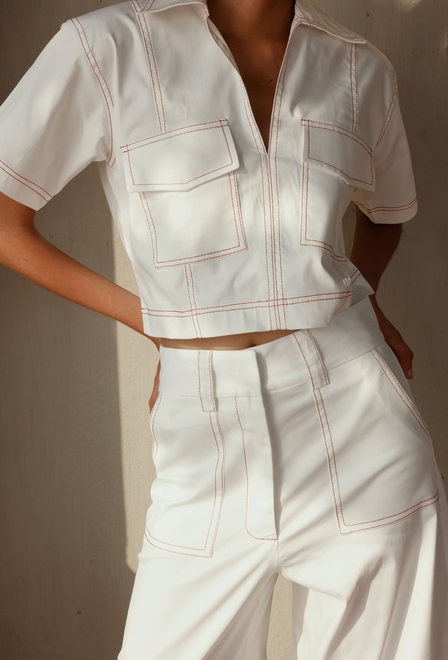 LUCIANA PANT WHITE/TERRACOTTA