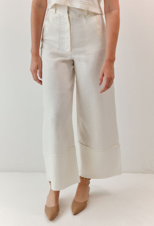 LUCIANA PANT WHITE LINEN