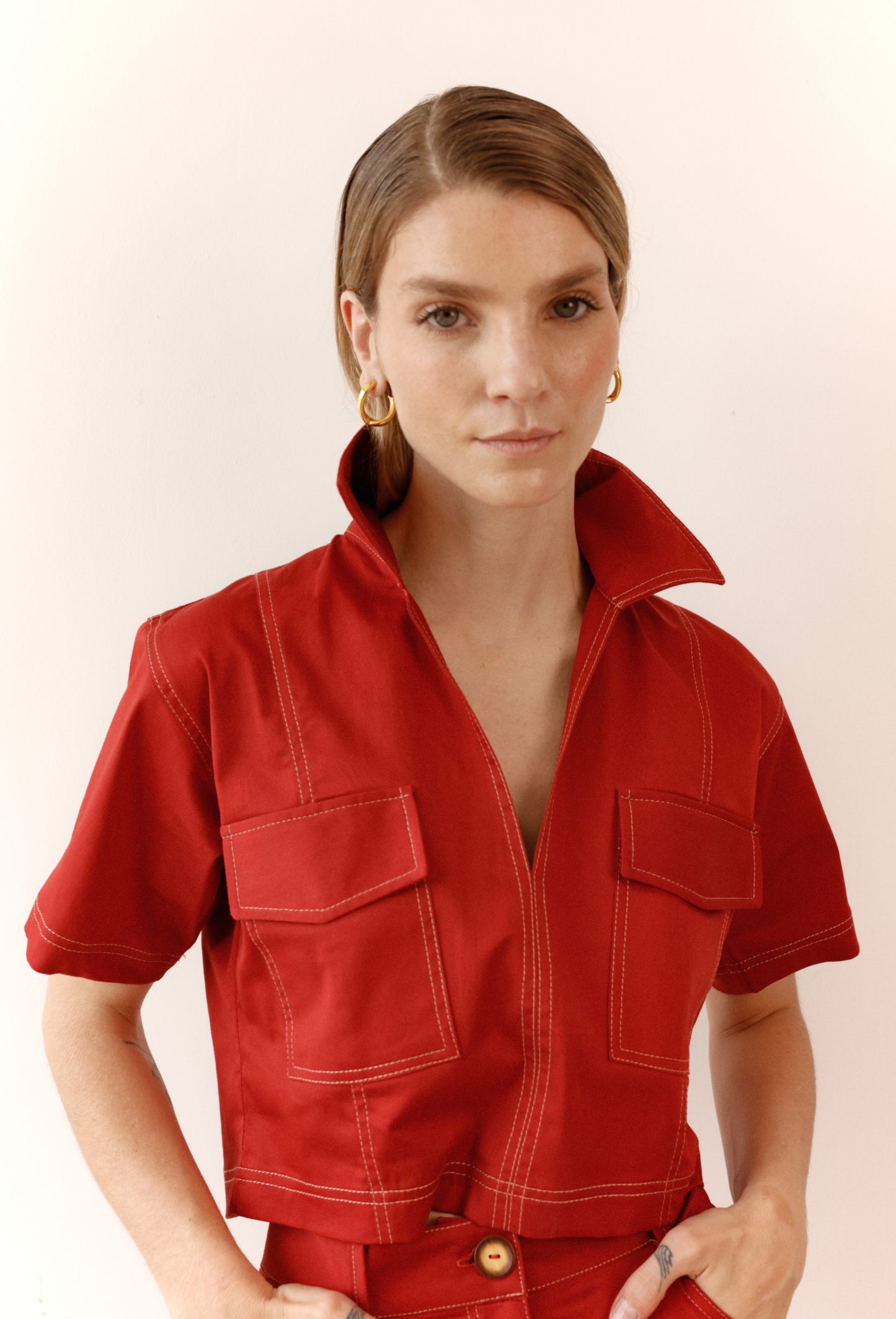 FREYA BLOUSE BRICK RED