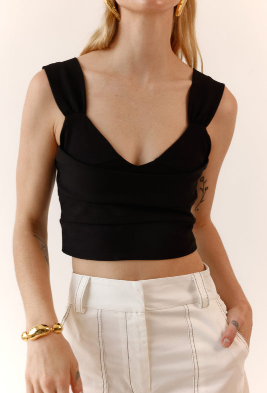 ALMA CROP TOP BLACK