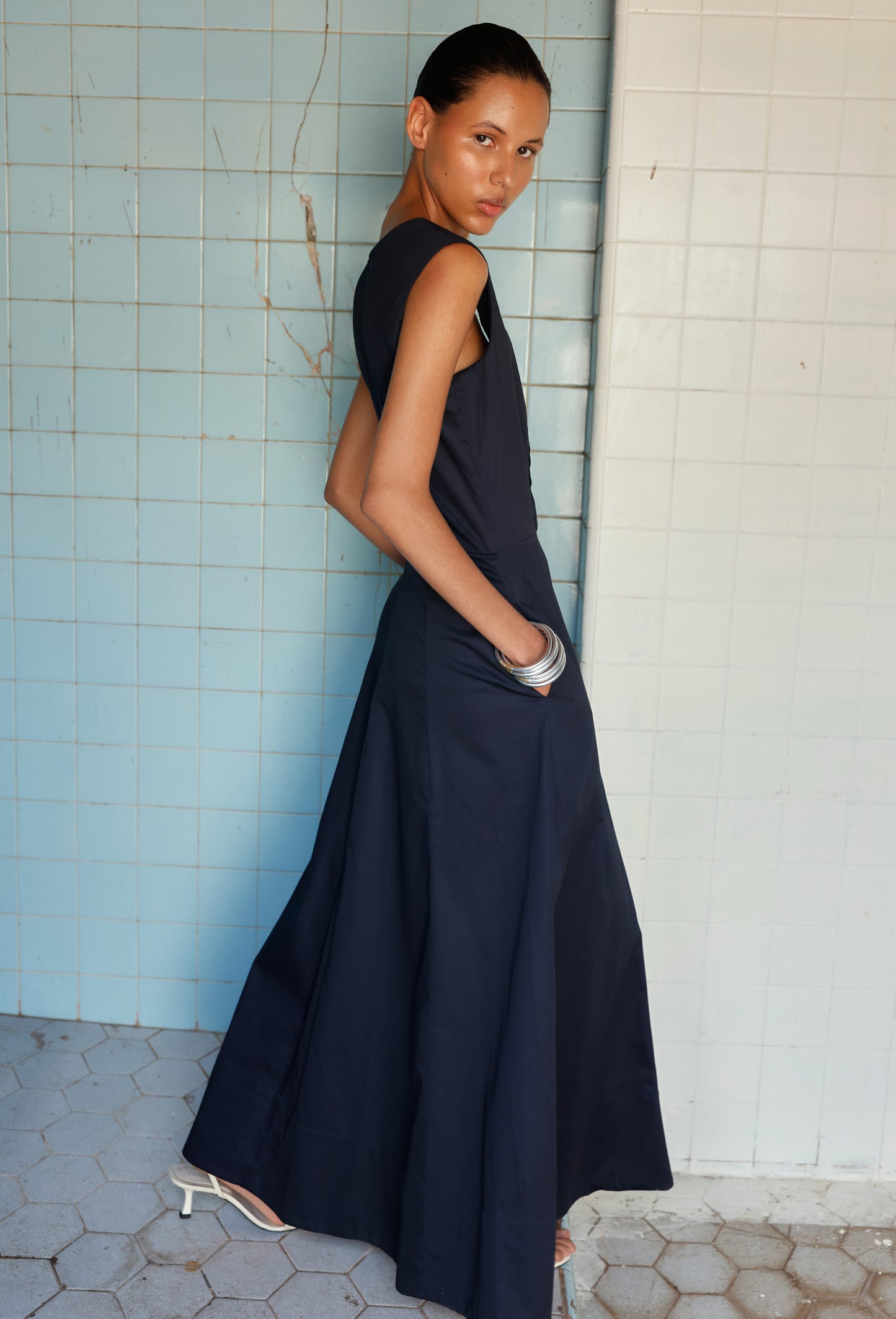 FABIOLA DRESS NAVY BLUE