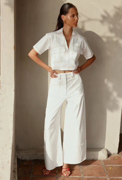 LUCIANA PANT WHITE/TERRACOTA