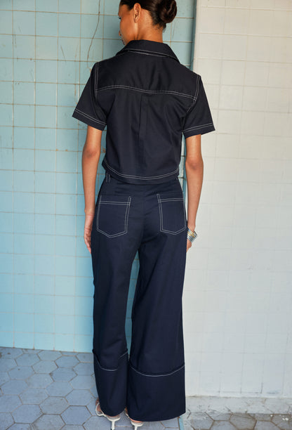 FREYA BLOUSE  NAVY BLUE