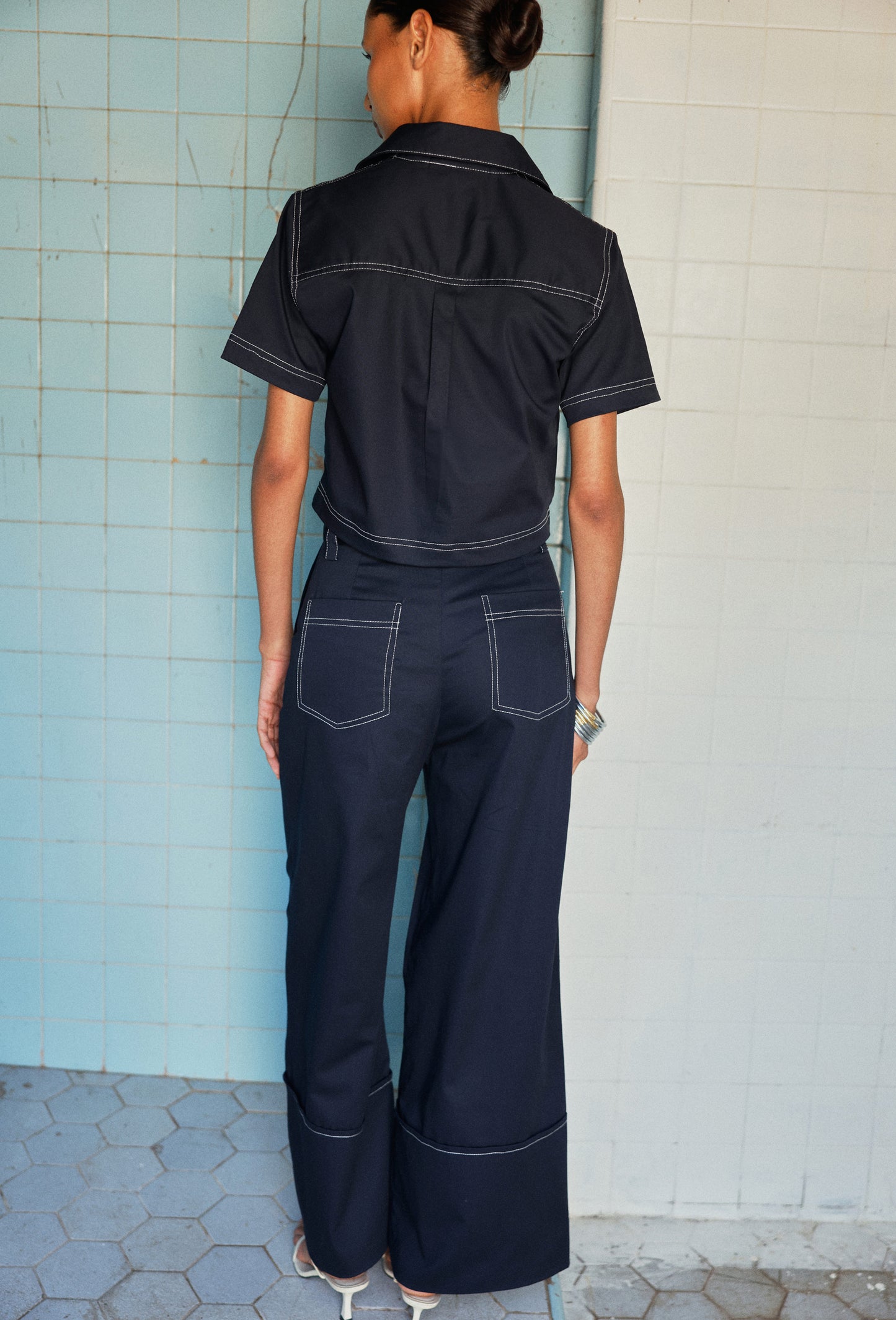 FREYA BLOUSE  NAVY BLUE