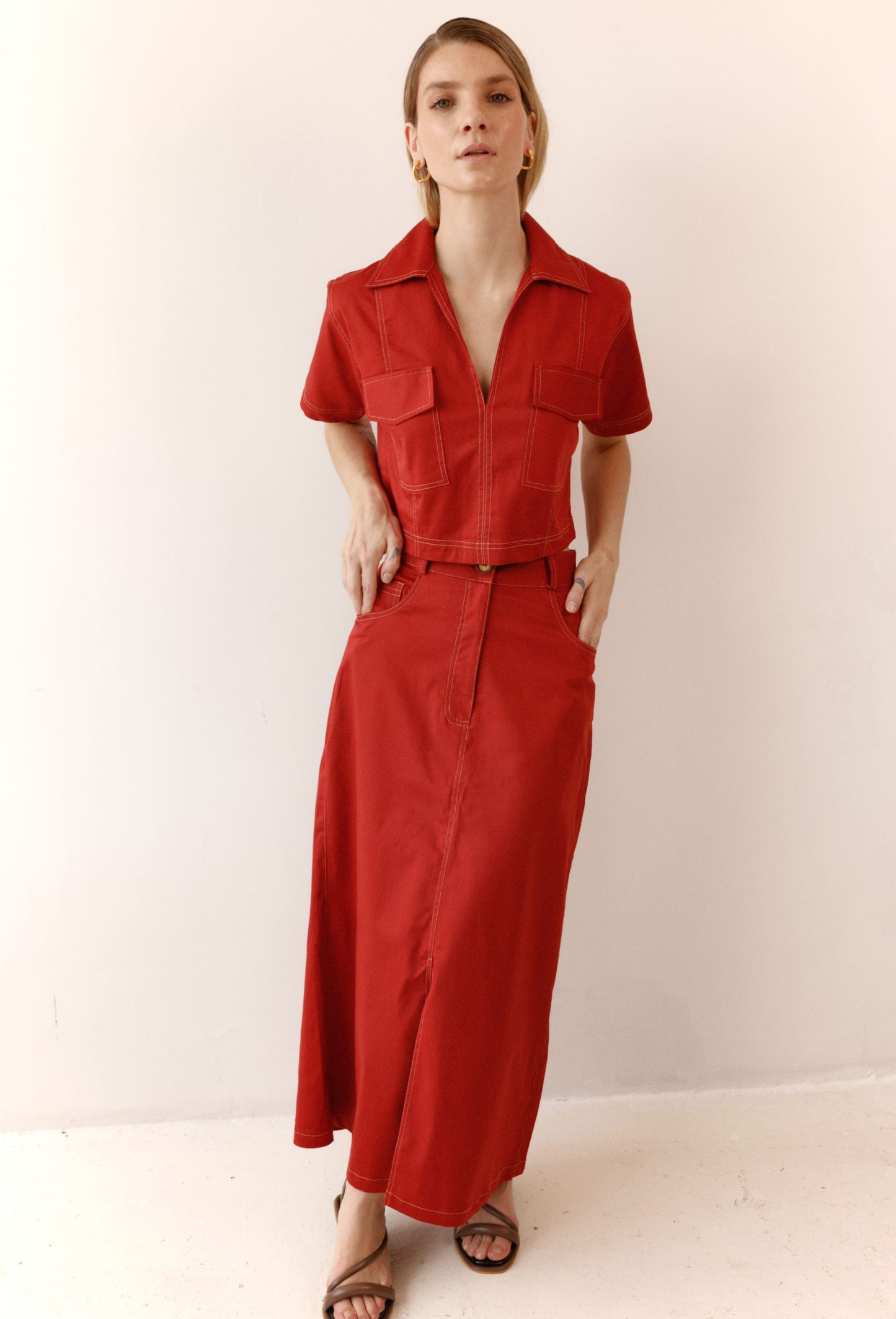 FREYA BLOUSE BRICK RED