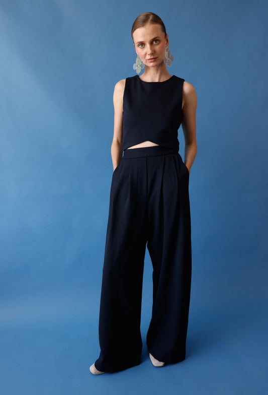 CLEO CROP TOP NAVY BLUE