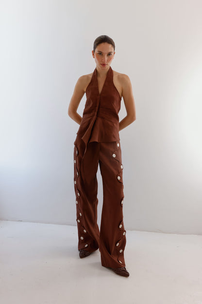NIDIA BLOUSE BROWN