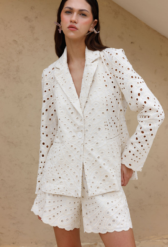 VIENNA IVORY EYELET BLAZER