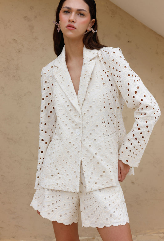VIENNA IVORY EYELET BLAZER